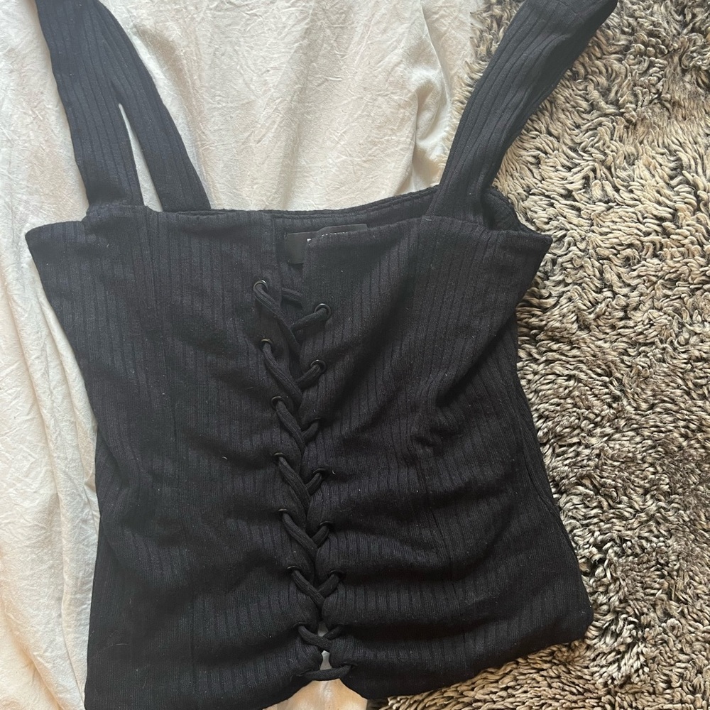 Reformation lace up ribbed crop top